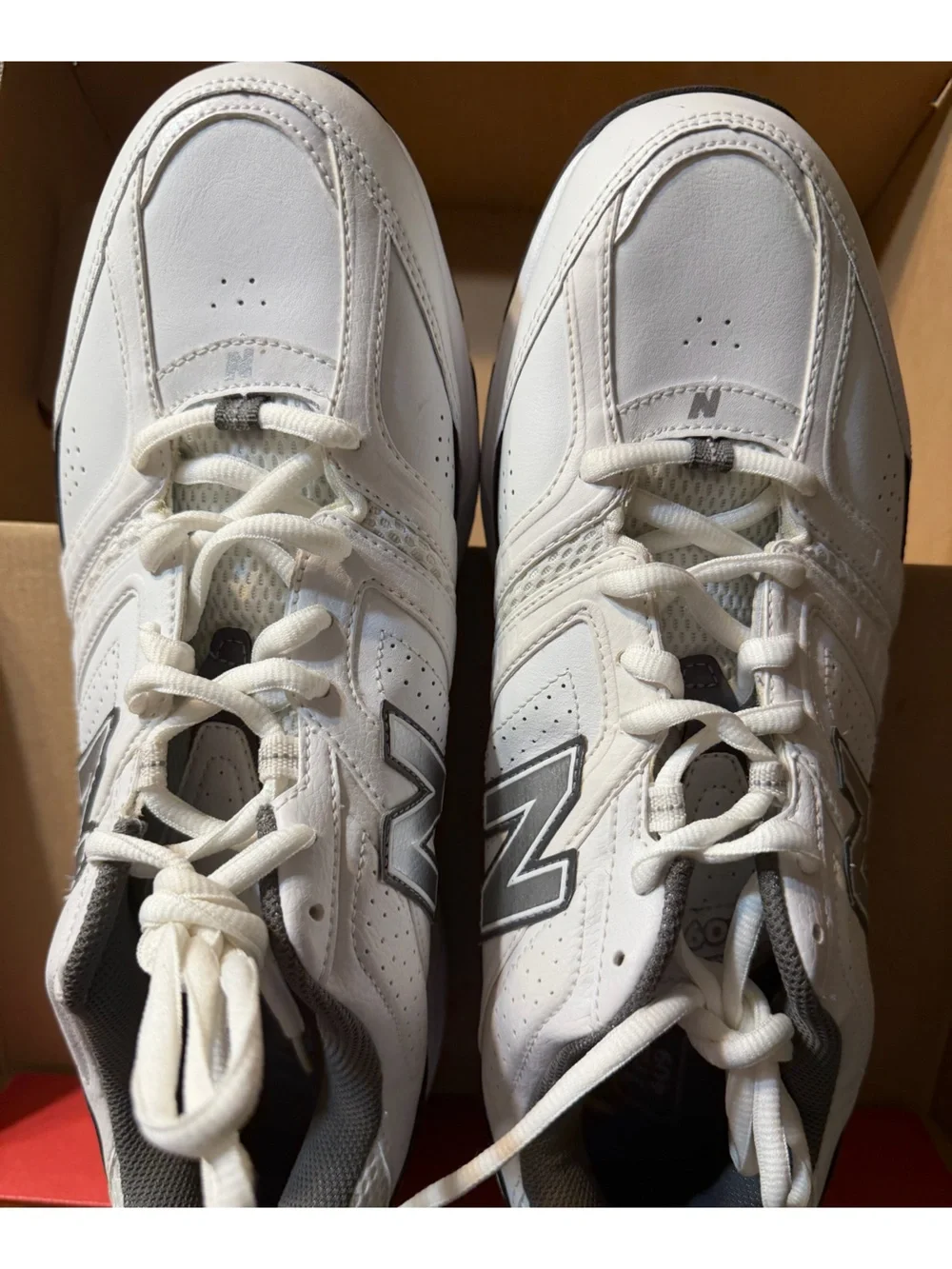 New Balance Men's White & Gray Classic Leather Trainer 409 size 12 4E wide NIB